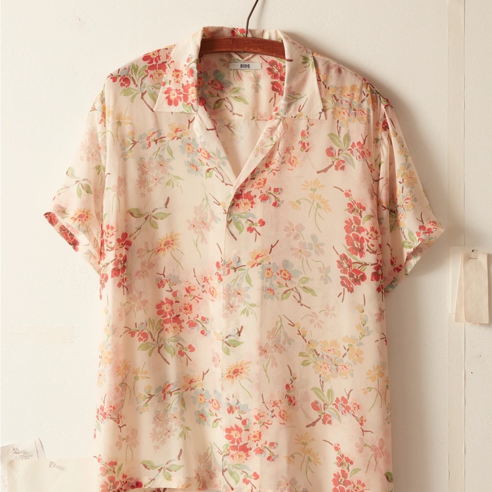 Bode Flowering Crabapple Short Sleeve Shirt